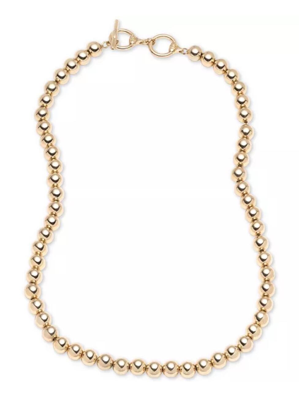 Ralph Lauren Gold Tone Metal Bead Collar Necklace 20” Toggle Closure NWT